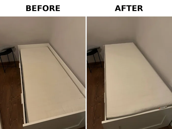 Second single mattress from the same flat, before and after cleaning
